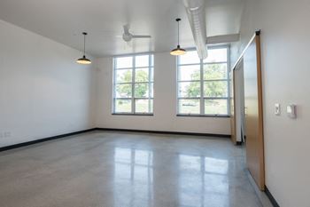 High ceilings and huge windows